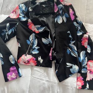 Love Tree Black and Pink Floral Blazer